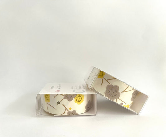 Tape, Washi, Yellow & Grey Flowers