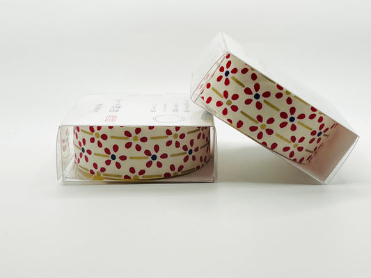 Tape, Washi, Cream With Red & Blue Flowers