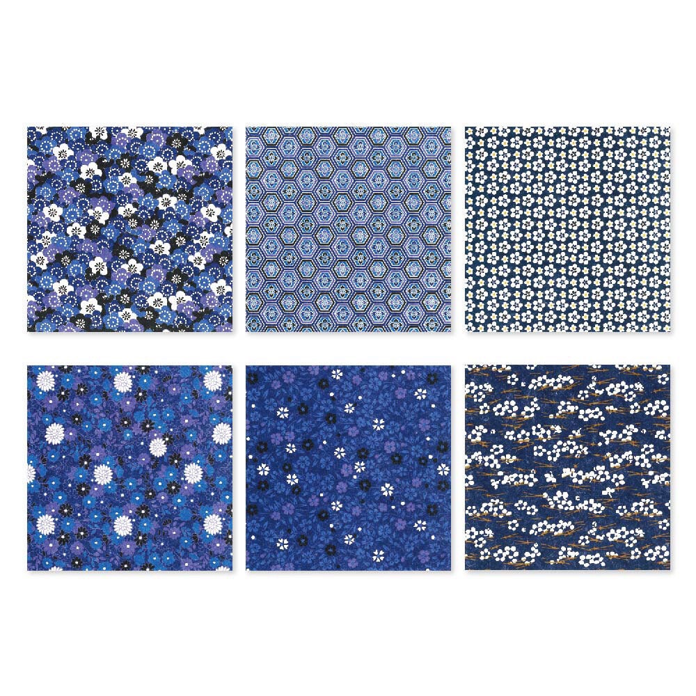 Origami, Yuzen Chiyogami, Blues Flowers