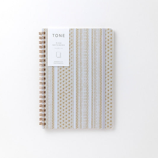 Notebook, Yuzen Washi Ring, Gold & Silver Stripes