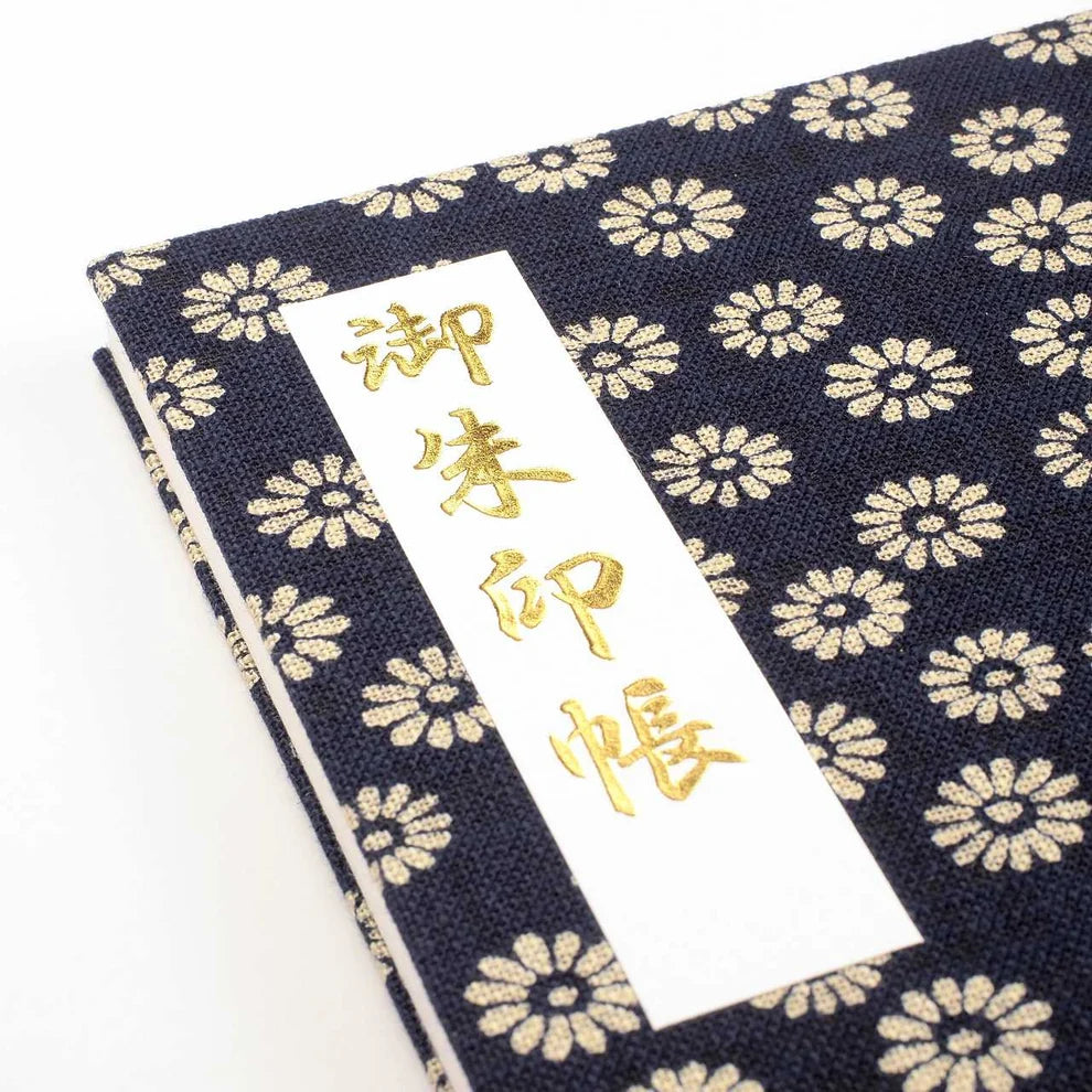Goshuin Holder, Navy Chrysanthemums - Scents of Japan