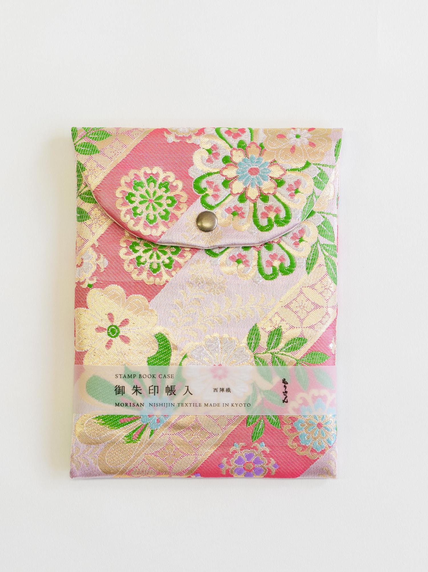 Goshuin-Chou Book & Bag Set , Fabric, Bright Pink/Green/Yellow