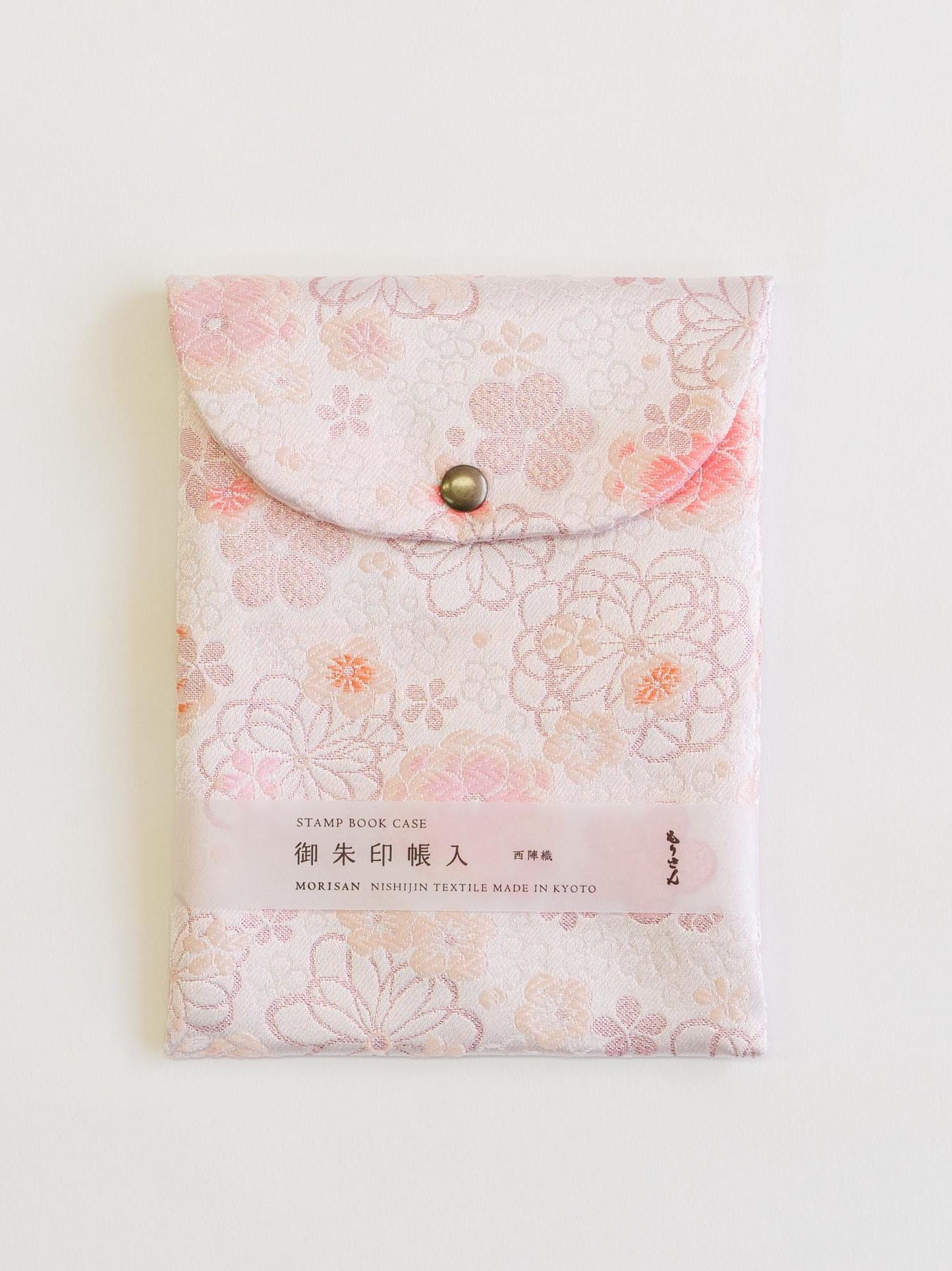 Goshuin-Chou Book & Bag Set , Fabric, White with Pale Pink Flowers