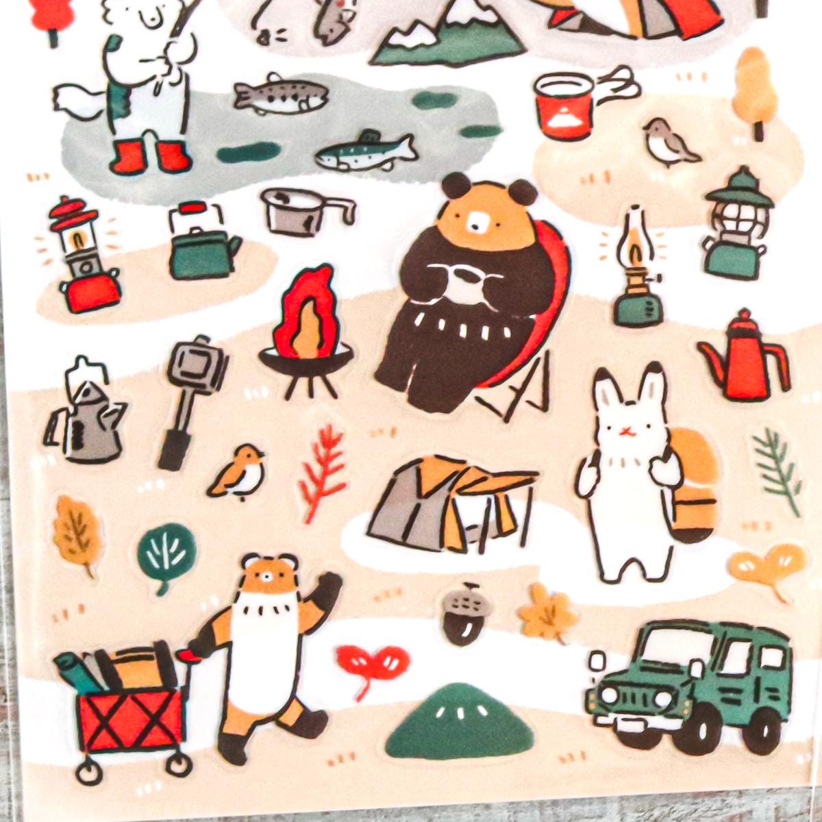 Japanese Bears Camping Stickers - Scents of Japan