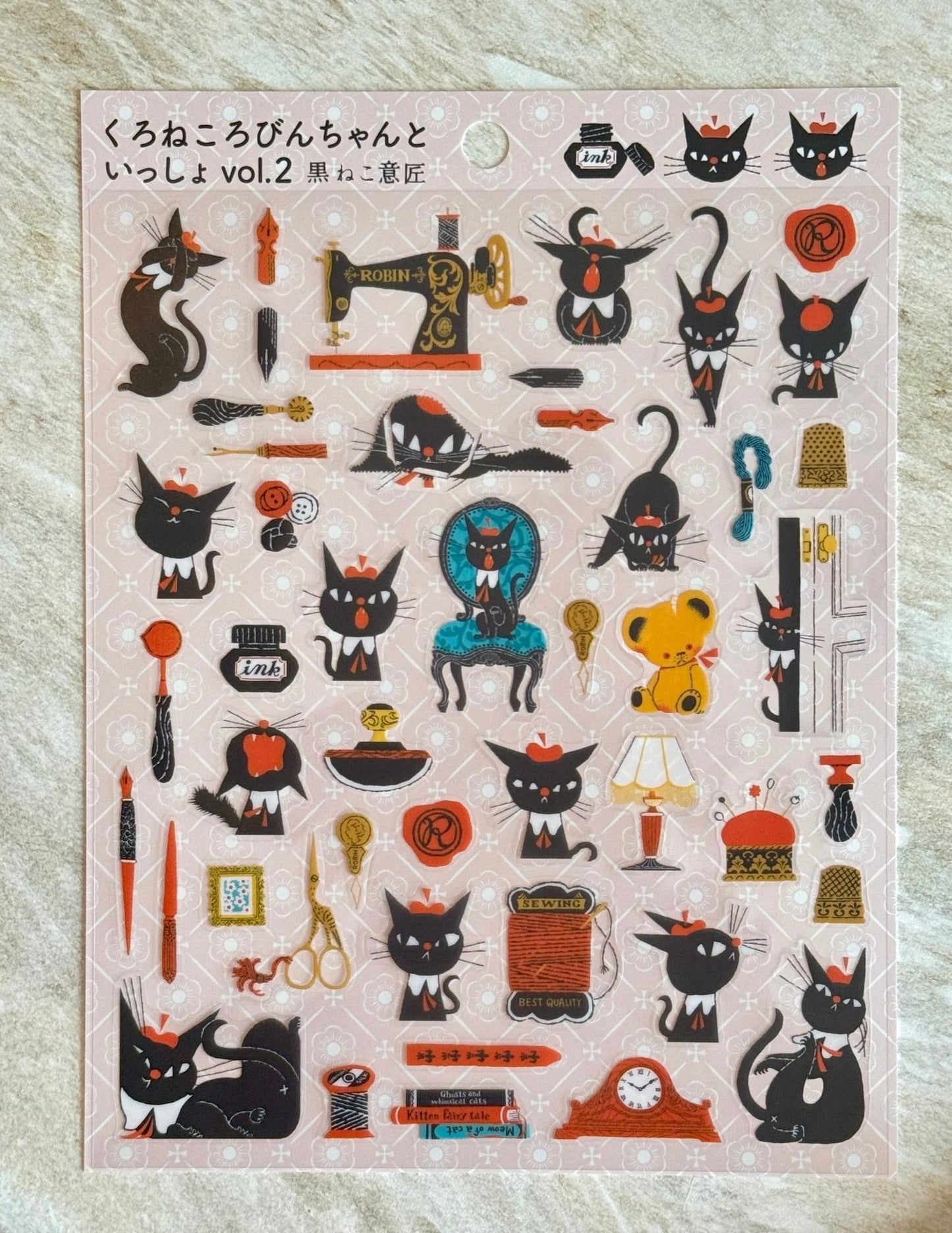 Japanese Black Cats & A Chair Stickers - Scents of Japan