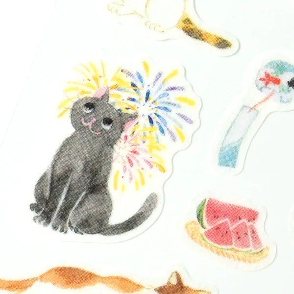 Japanese Cats Lying Down Stickers - Scents of Japan