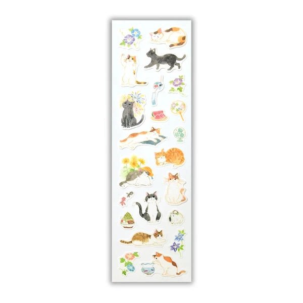 Japanese Cats Lying Down Stickers - Scents of Japan