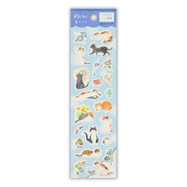 Japanese Cats Lying Down Stickers - Scents of Japan
