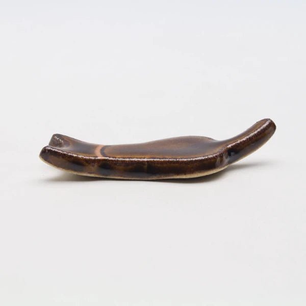 Japanese Ceramic Chopstick Holder, Brown Cat - Scents of Japan