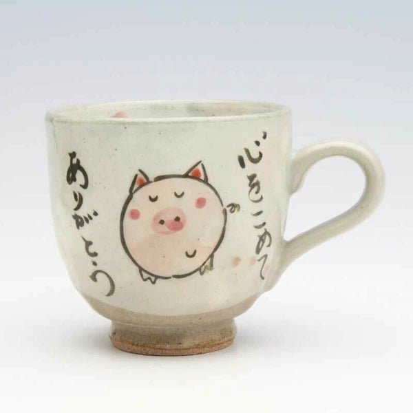Japanese Ceramic Mug, Pink Pig - Scents of Japan