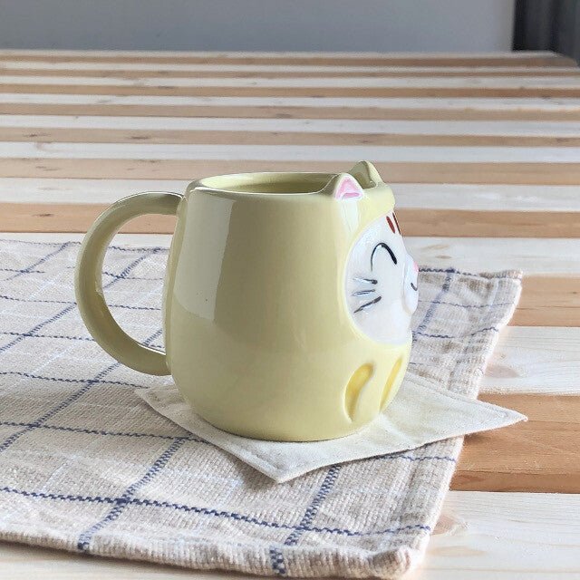 Japanese Ceramic Mug, Yellow Cat - Scents of Japan