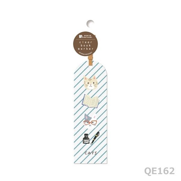 Japanese Clear Bookmark – Cats, Glasses & Books - Scents of Japan