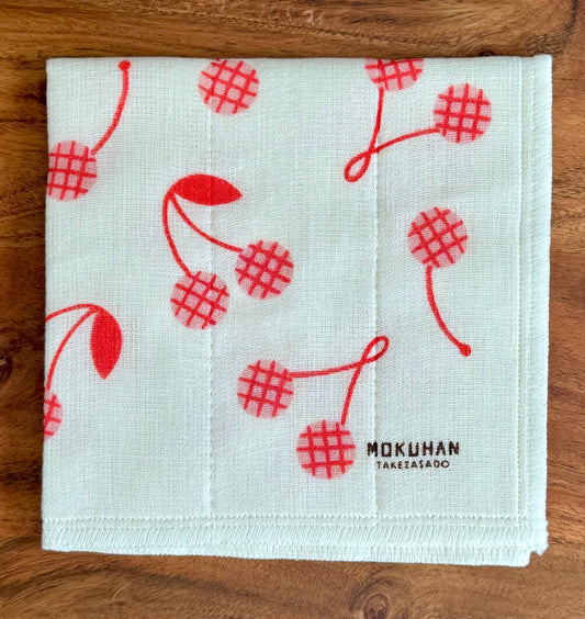 Japanese Dish Cloth, Check Cherry - Scents of Japan