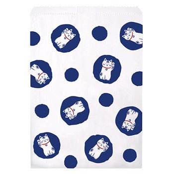 Japanese Gift Bags, Paper, Medium, White with Lucky Cats - Scents of Japan
