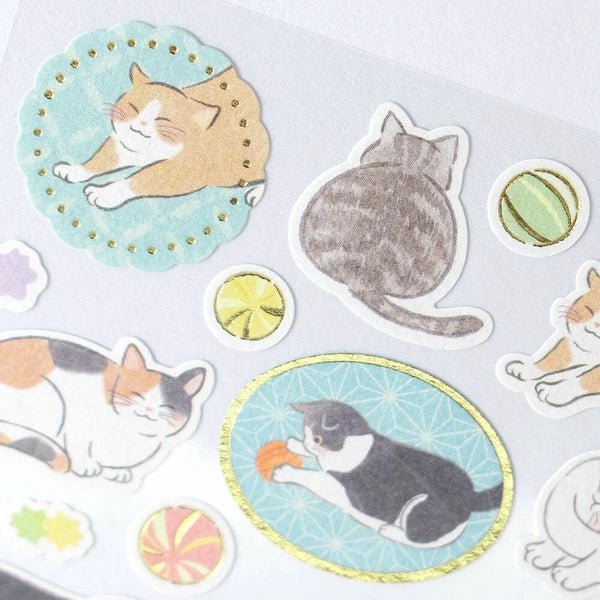 Japanese Gold Foil Washi Stickers – Playful Cats - Scents of Japan