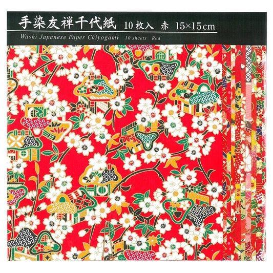 Japanese Hand - Dyed Yuzen Chiyogami Washi Paper – Reds - Scents of Japan