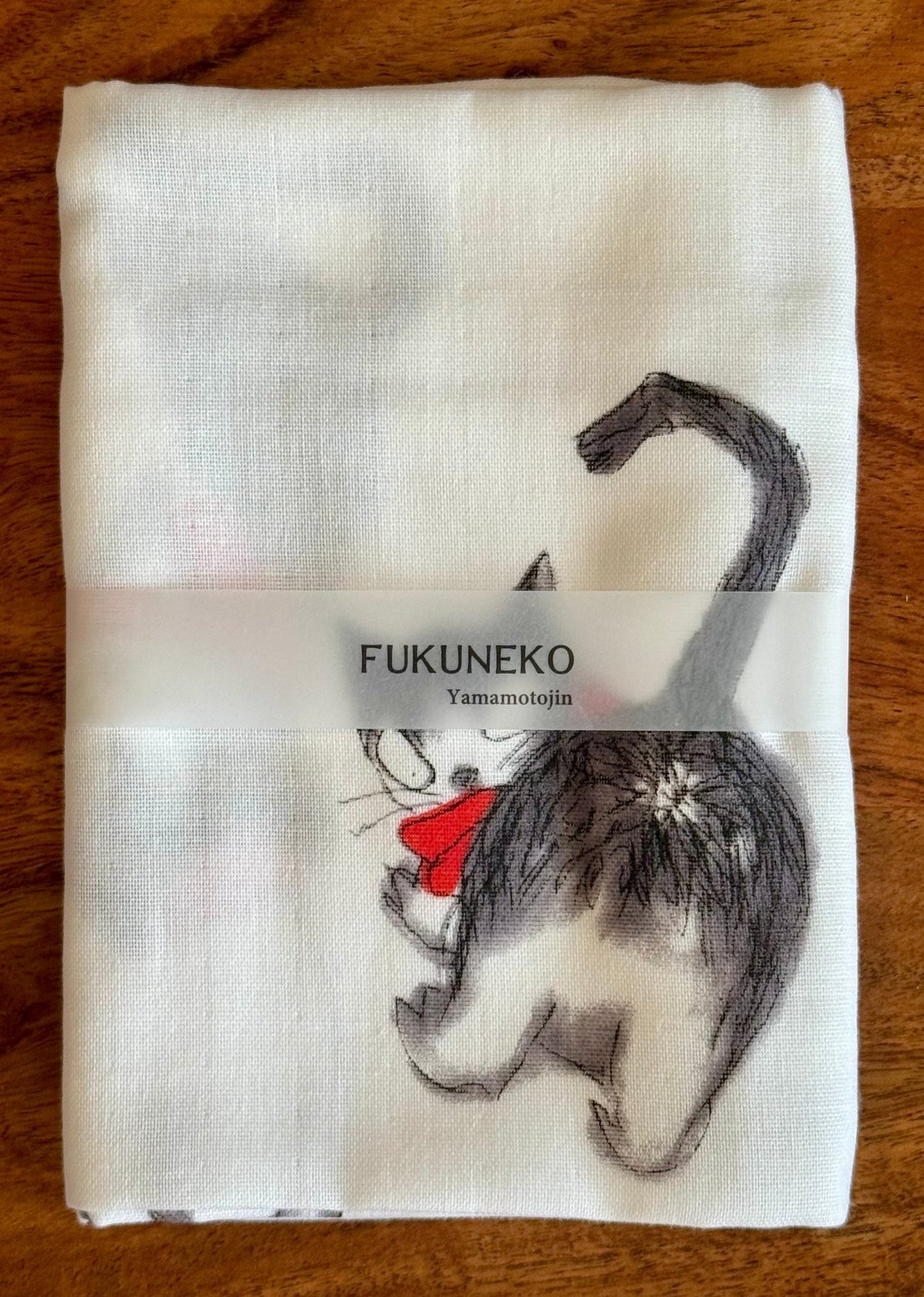 Japanese Hand Towel, Lucky Cat with Curled Tail - Scents of Japan