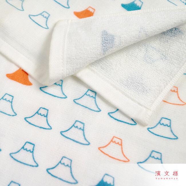 Japanese Hand Towel, Mt Fuji (Blue, White & Orange) - Scents of Japan