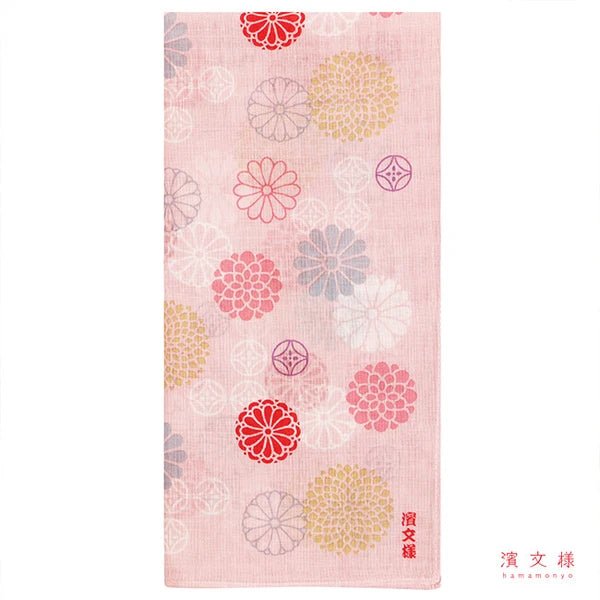 Japanese Handkerchief, Large, Pink Chrysanthemum - Scents of Japan