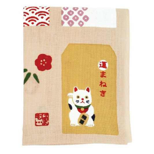 Japanese Handkerchief, Lucky Cat, Cotton Tenugui - Scents of Japan