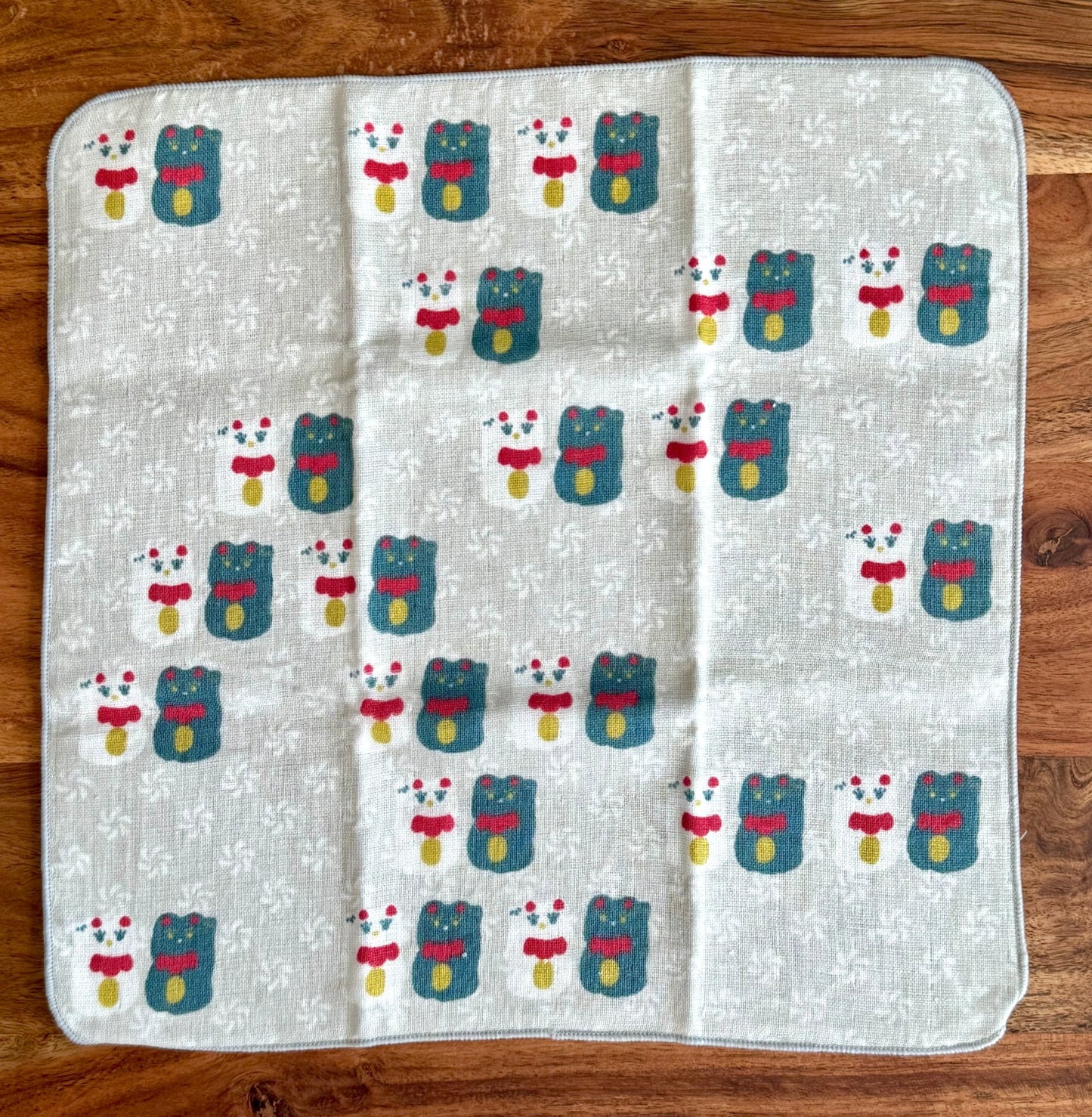 Japanese Handkerchief, Lucky Cat, Soft Gauze - Scents of Japan