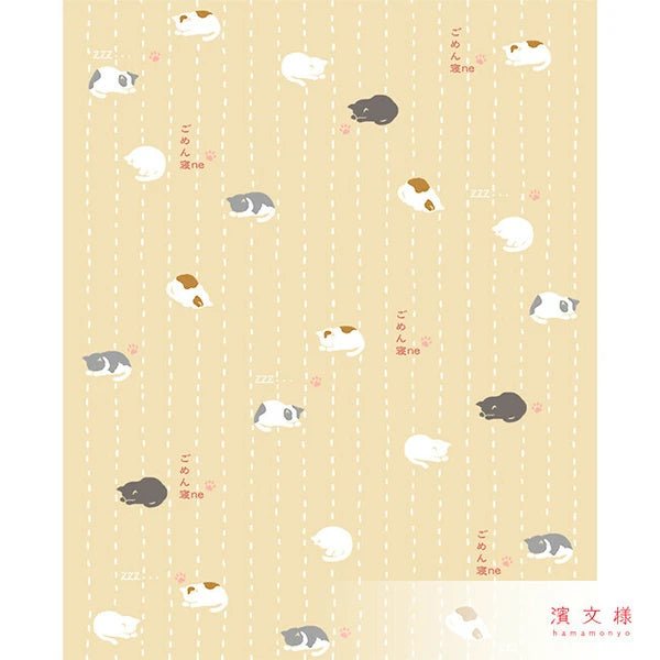 Japanese Handkerchief, Sorry Cat Sleeping - Scents of Japan