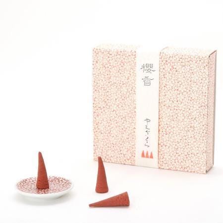 Japanese Incense Cones Gift Set, Cherry Blossom Patterned Box - Scents of Japan