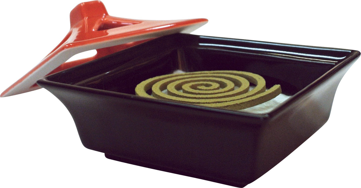 Japanese Incense Holder With Lid, Black & Red - Scents of Japan