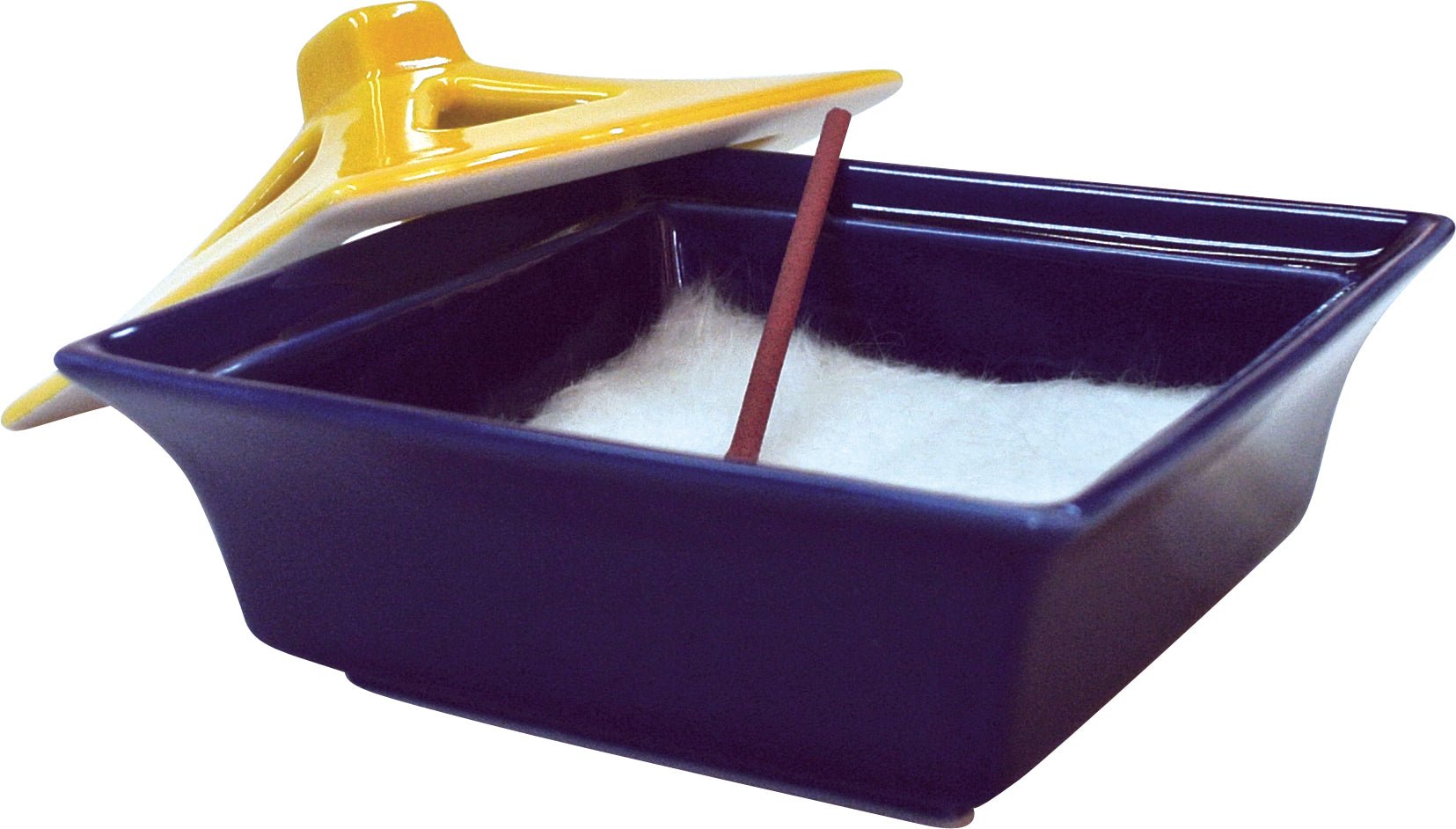 Japanese Incense Holder With Lid, Blue & Yellow - Scents of Japan