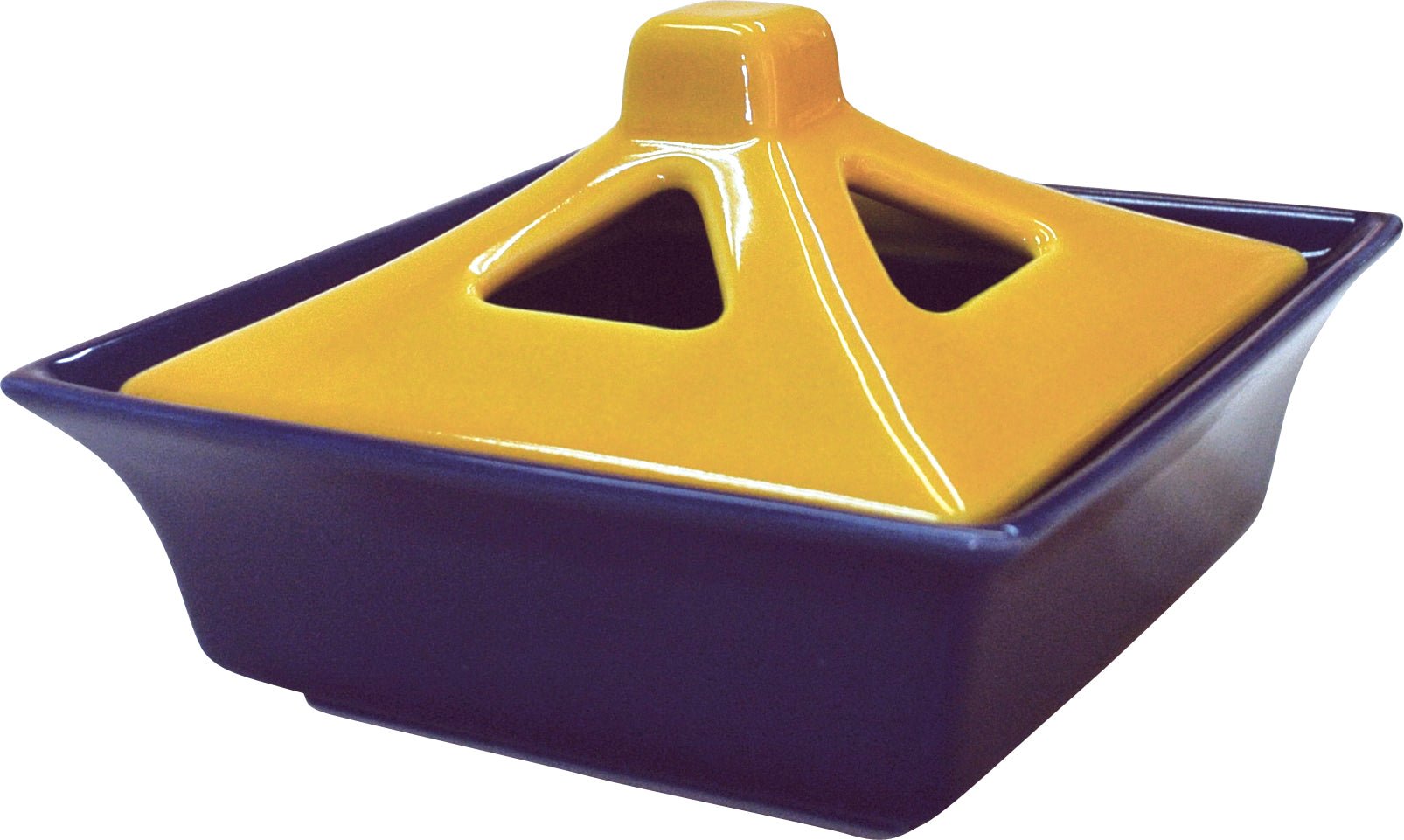Japanese Incense Holder With Lid, Blue & Yellow - Scents of Japan