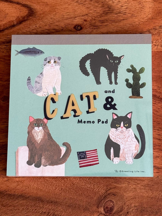 Japanese Memo Pad, Cat & Memo Pad, Green - Scents of Japan