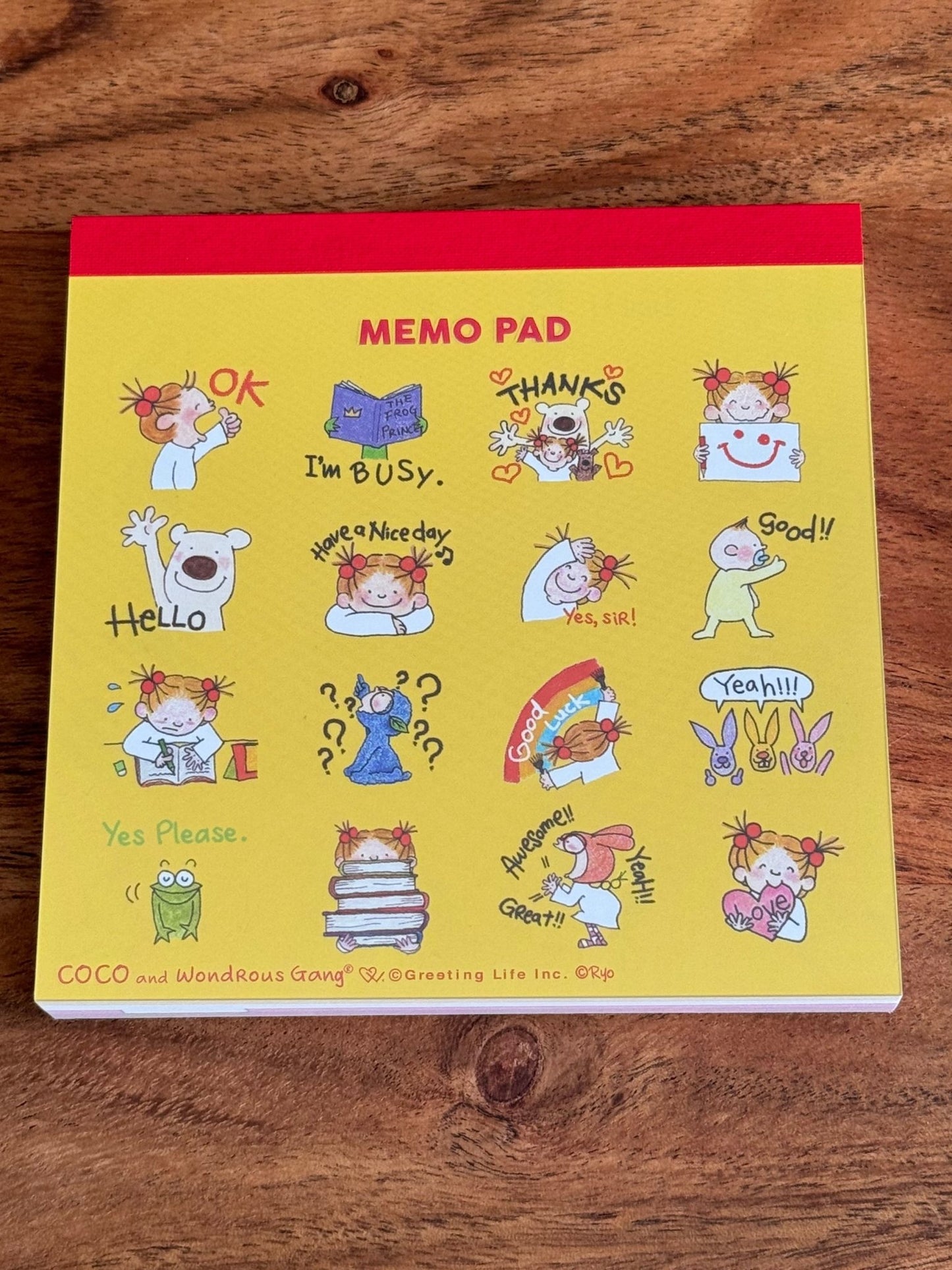Japanese Memo Pad, Small, Coco & Friends, Yellow Cover - Scents of Japan