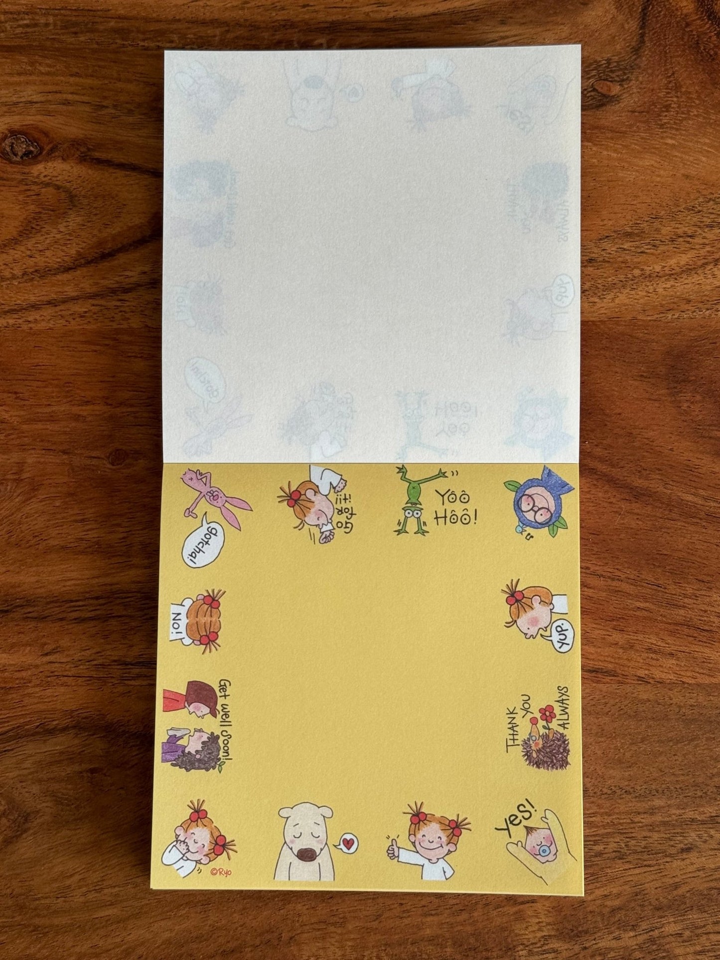 Japanese Memo Pad, Small, Coco & Friends, Yellow Cover - Scents of Japan