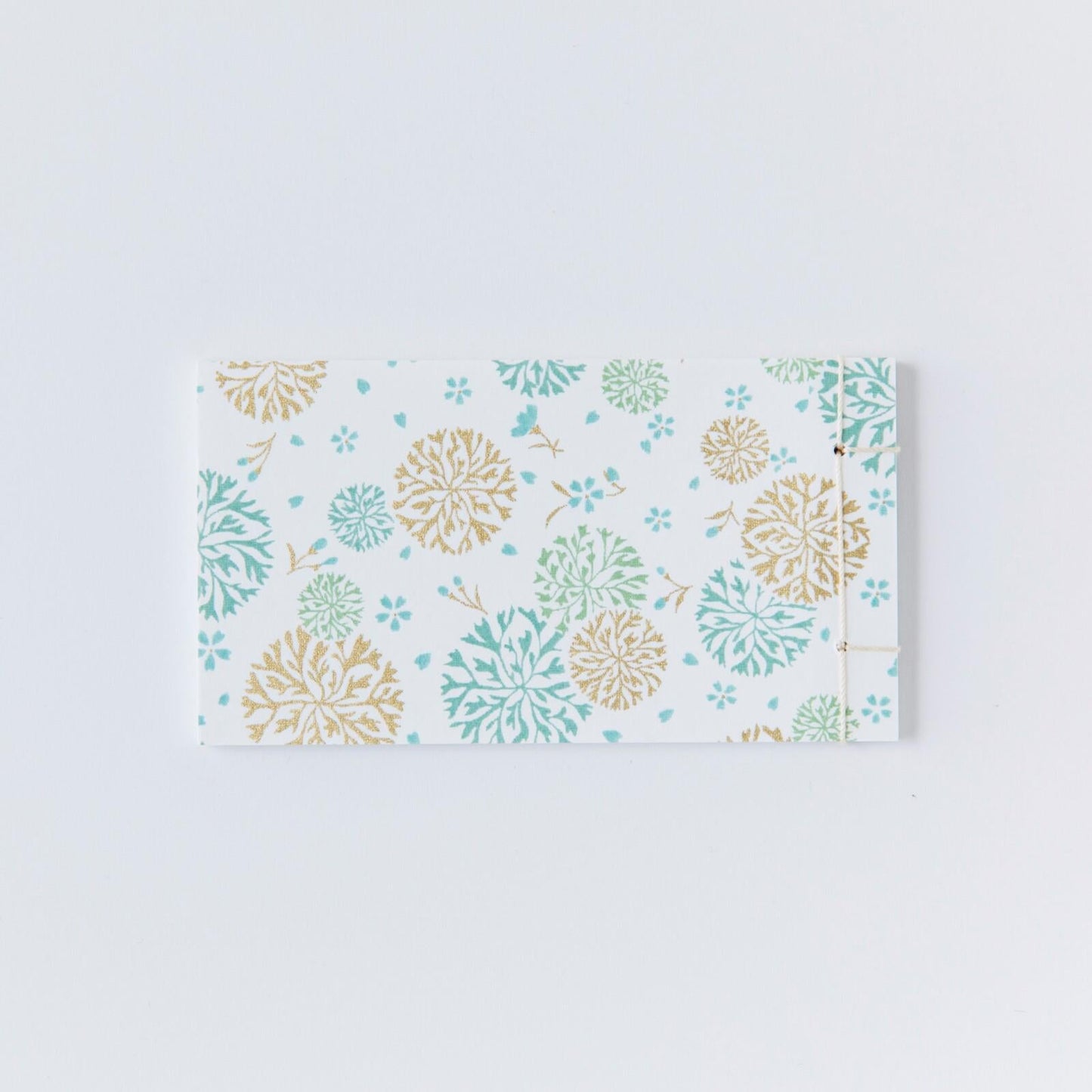 Japanese Memo Pad, Small, Hand - Bound, Green & Gold Circles - Scents of Japan