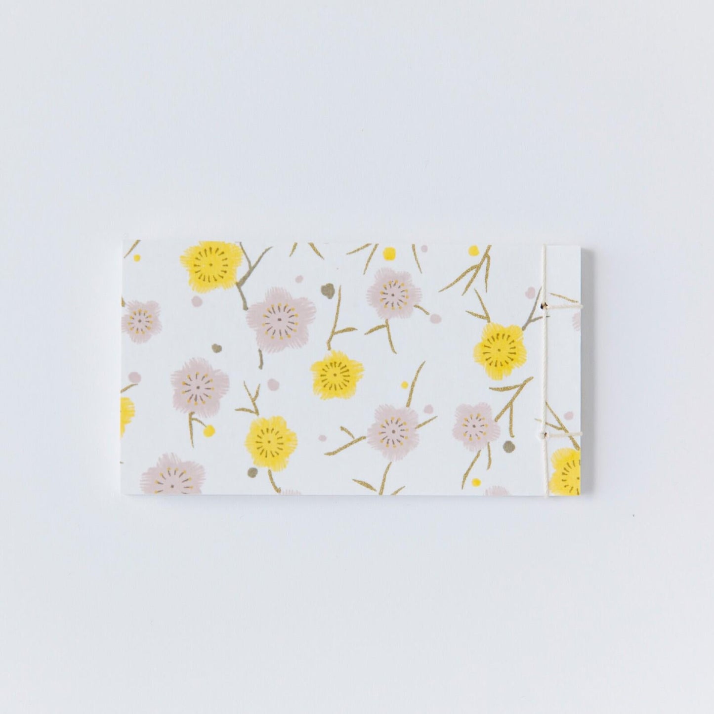 Japanese Memo Pad, Small, Hand - Bound, Yellow & Grey Flowers - Scents of Japan