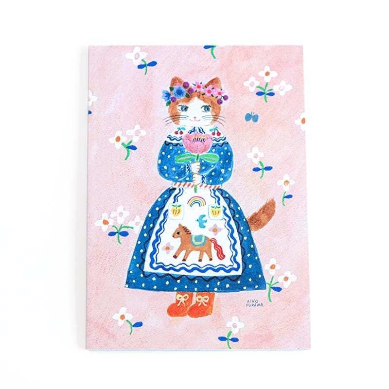 Japanese Notebook, A5, Cat & Flower - Scents of Japan