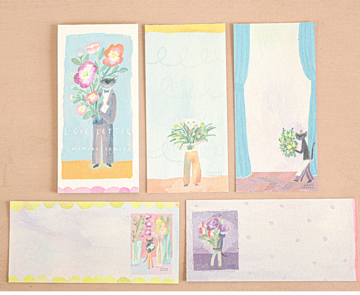 Japanese Notepad, Long, Cat Love Song - Scents of Japan