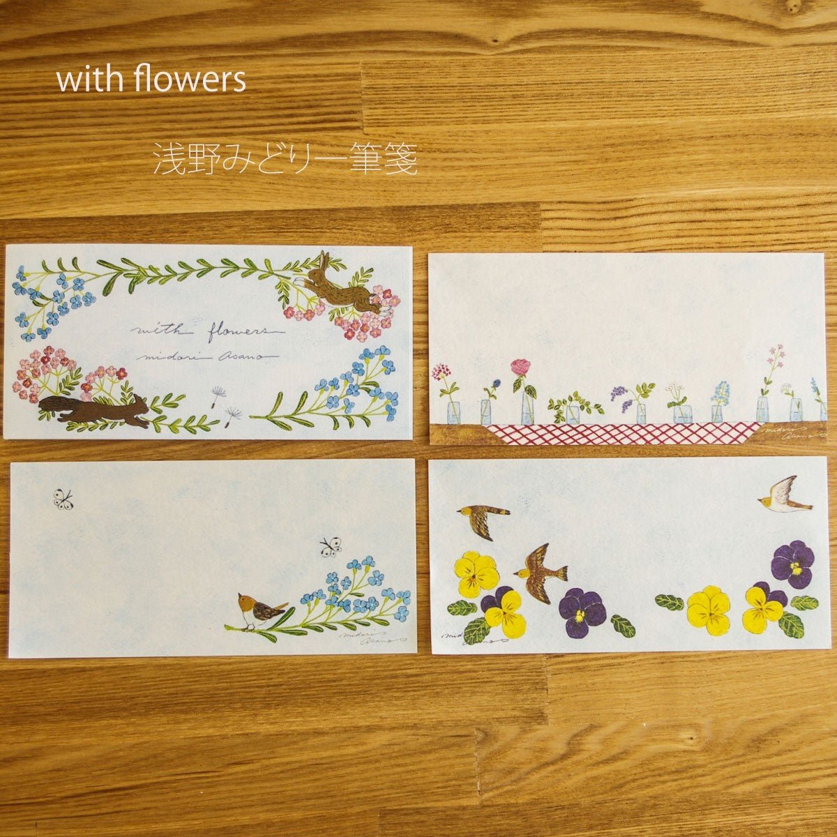 Japanese Notepad, Long, Rabbits & Flowers - Scents of Japan