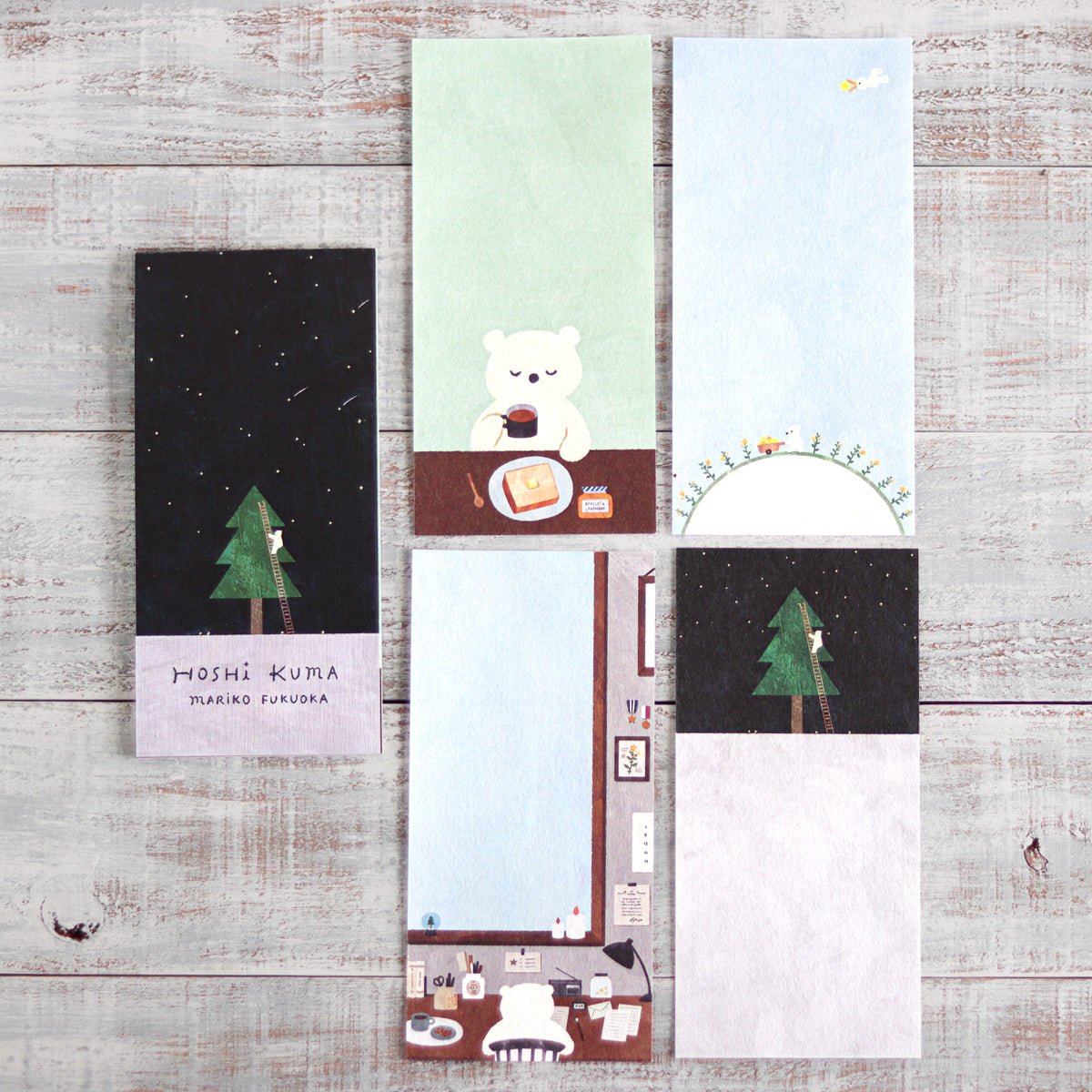 Japanese Notepad, Long, Tree With Bear On Ladder - Scents of Japan