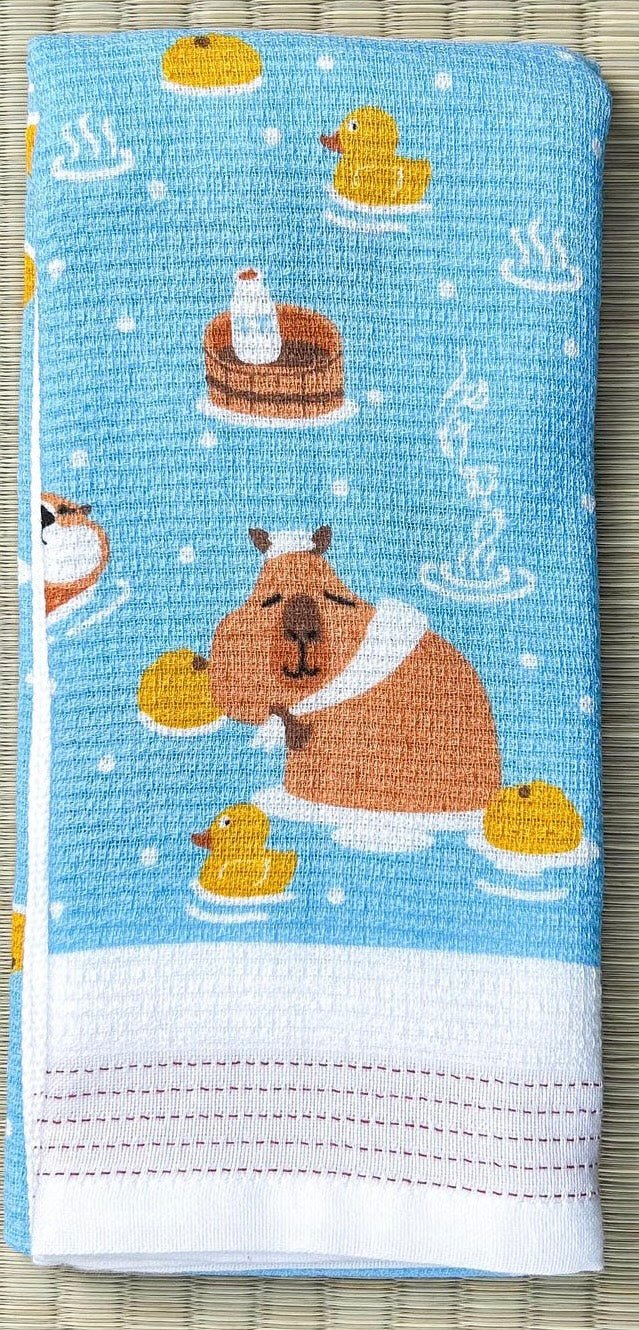 Japanese Tea Towel, Capybara Onsen - Scents of Japan