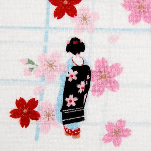 Japanese Tea Towel, Maiko in Cherry Blossom - Scents of Japan