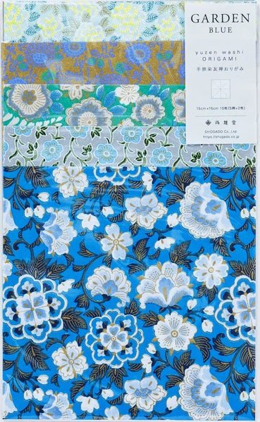 Japanese Yuzen Washi Paper – Garden Blue - Scents of Japan
