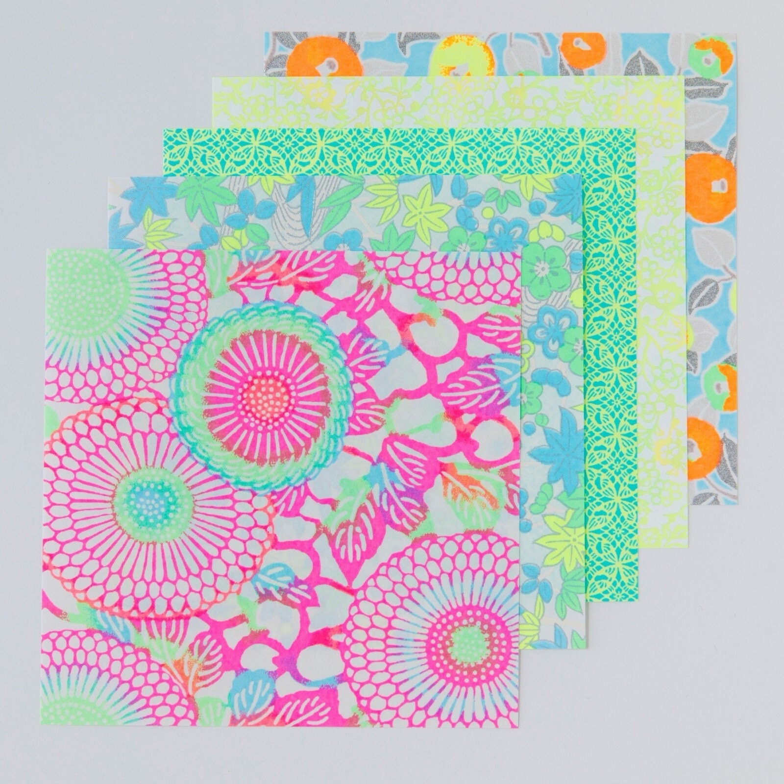 Japanese Yuzen Washi Paper – Neon Circles - Scents of Japan