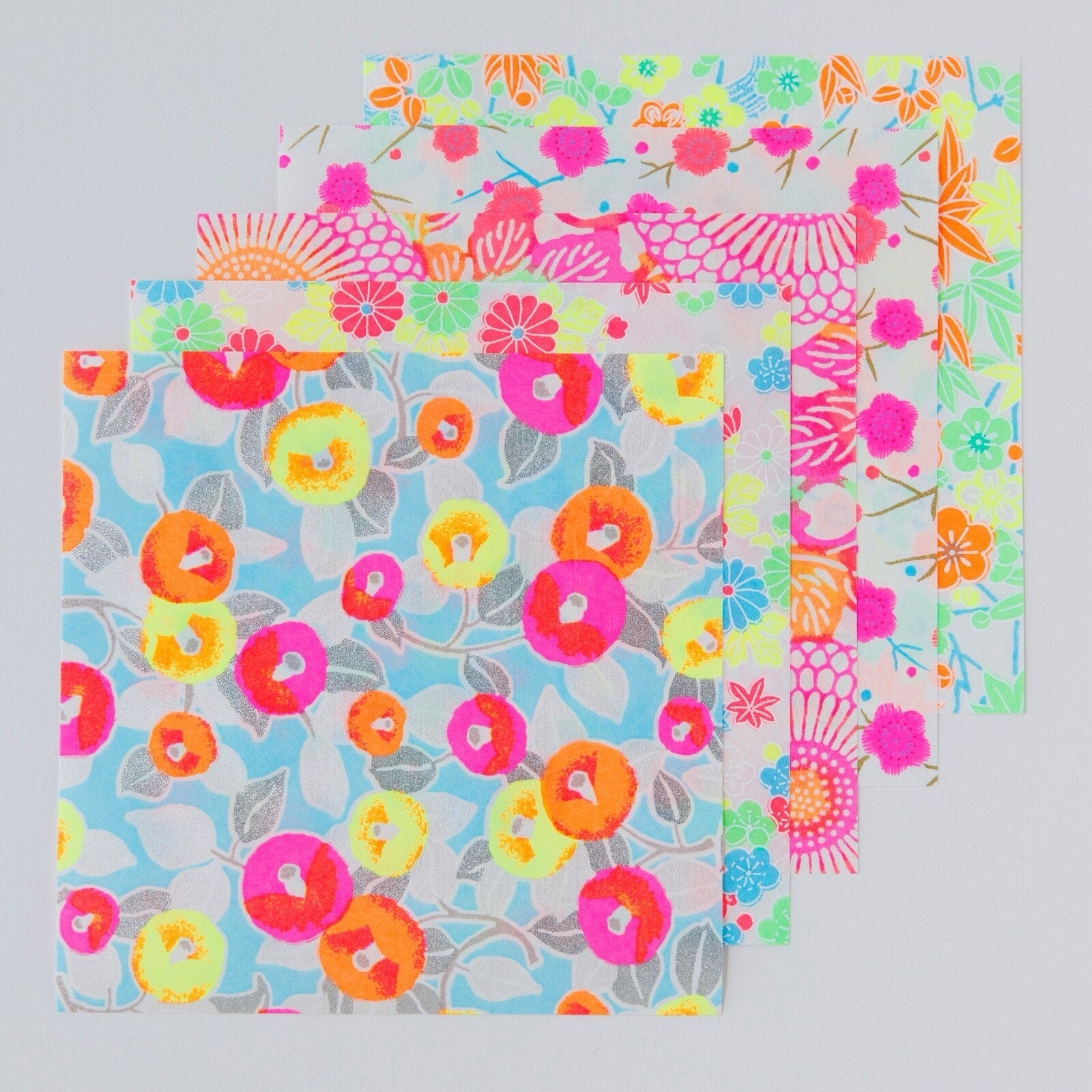 Japanese Yuzen Washi Paper – Neon Flowers - Scents of Japan