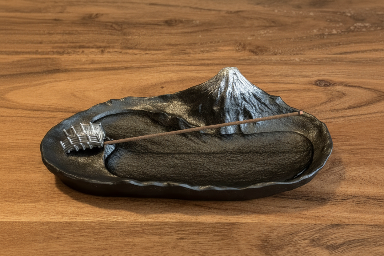 Japanese Incense Holder, Mt Fuji, Grey/Black - Scents of Japan