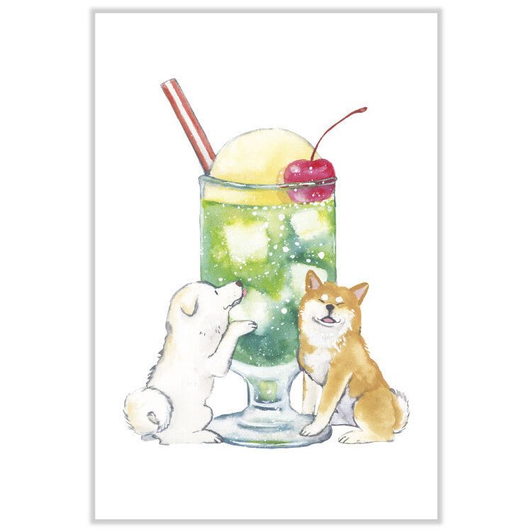 Notecard, Shiba Inu with Fizzy Drink - Scents of Japan
