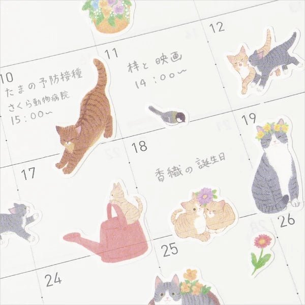 Nyantomo Cat Stickers – Flower Garden - Scents of Japan