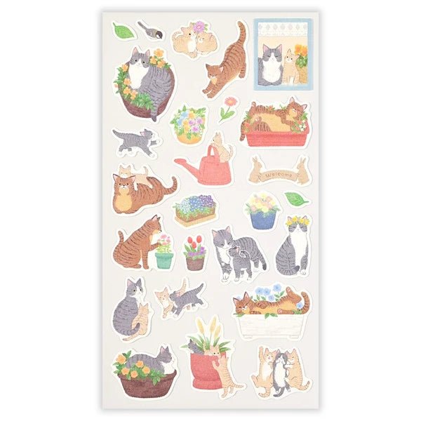 Nyantomo Cat Stickers – Flower Garden - Scents of Japan