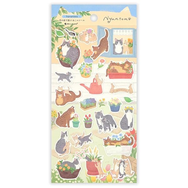 Nyantomo Cat Stickers – Flower Garden - Scents of Japan