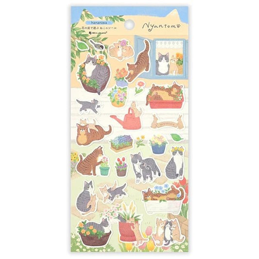 Nyantomo Cat Stickers – Flower Garden - Scents of Japan